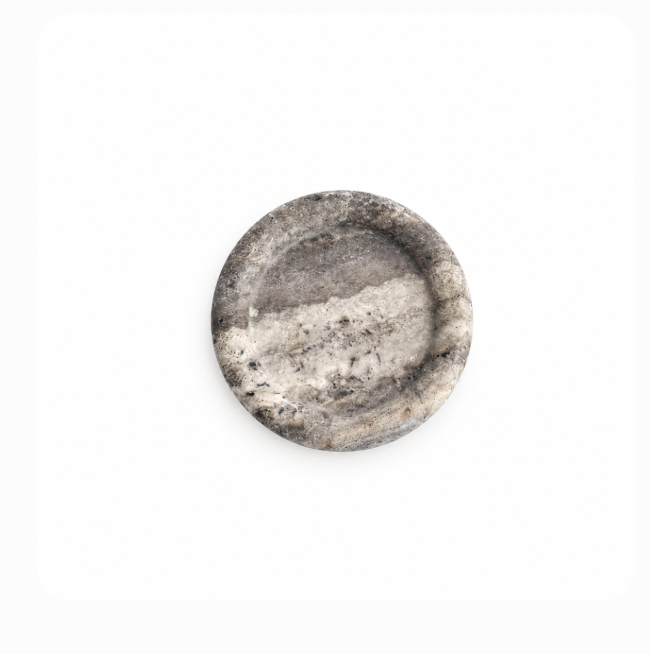 Enkei Tray, Mini - Silver Travertine D20cm