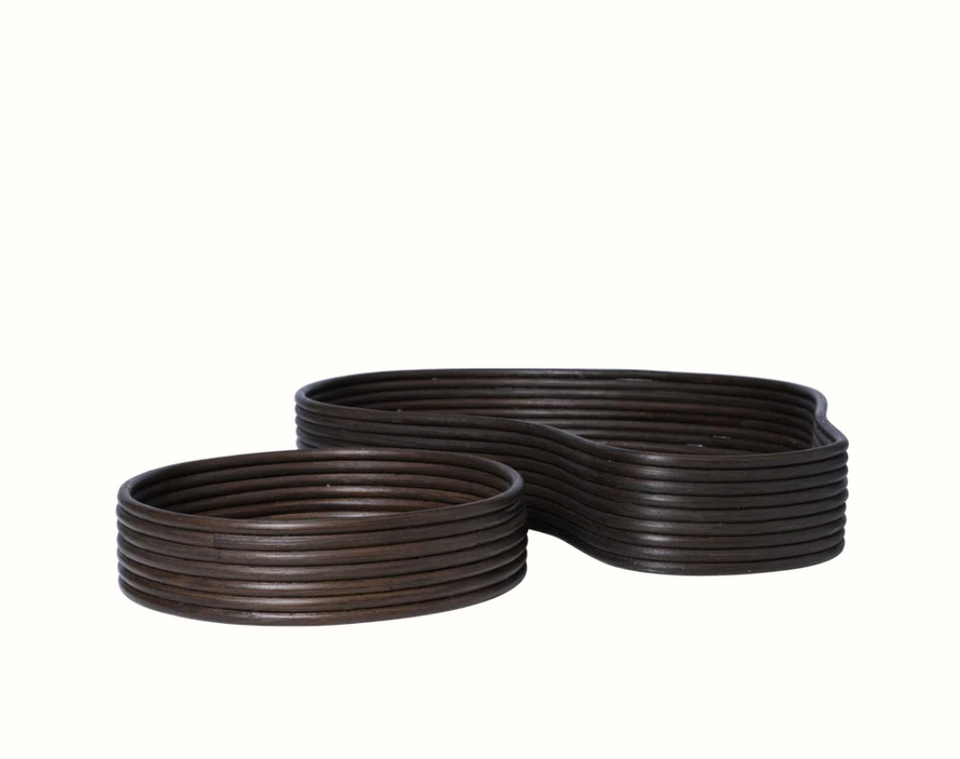 Isola Trays - Set of 2, Dark Stained, W: 50 x H: 8 x D: 35 cm
