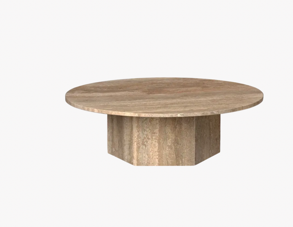 Epic Coffee Table - Round, Ø110, Warm Taupe Travertine Table Base: Warm Taupe Travertine