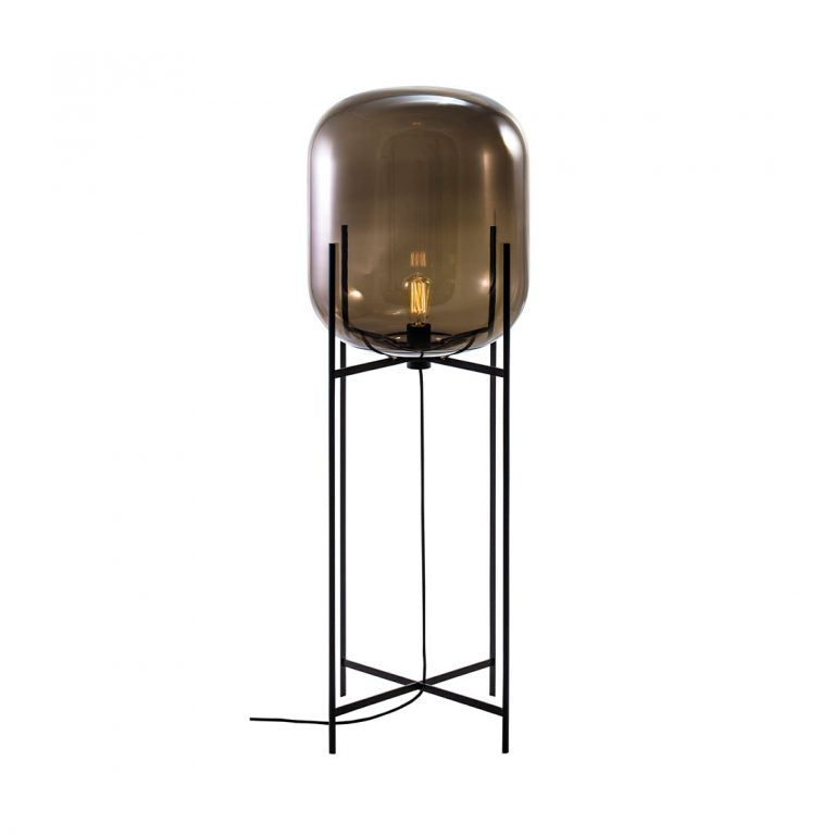 Oda Big Light, Smokey Glass, Black finish