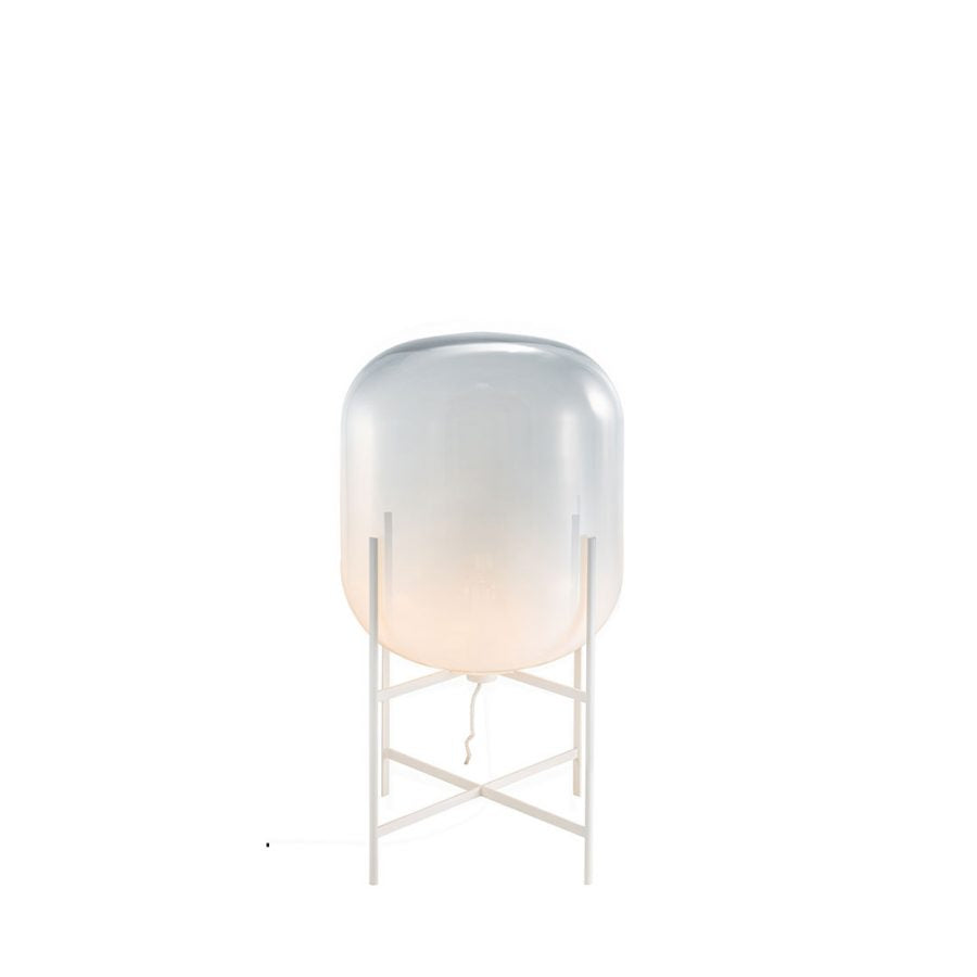 Oda Medium Light, White Glass, White finish