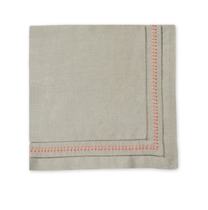 Shashiko Napkin, Taupe/Coral, 50 x 50 cm