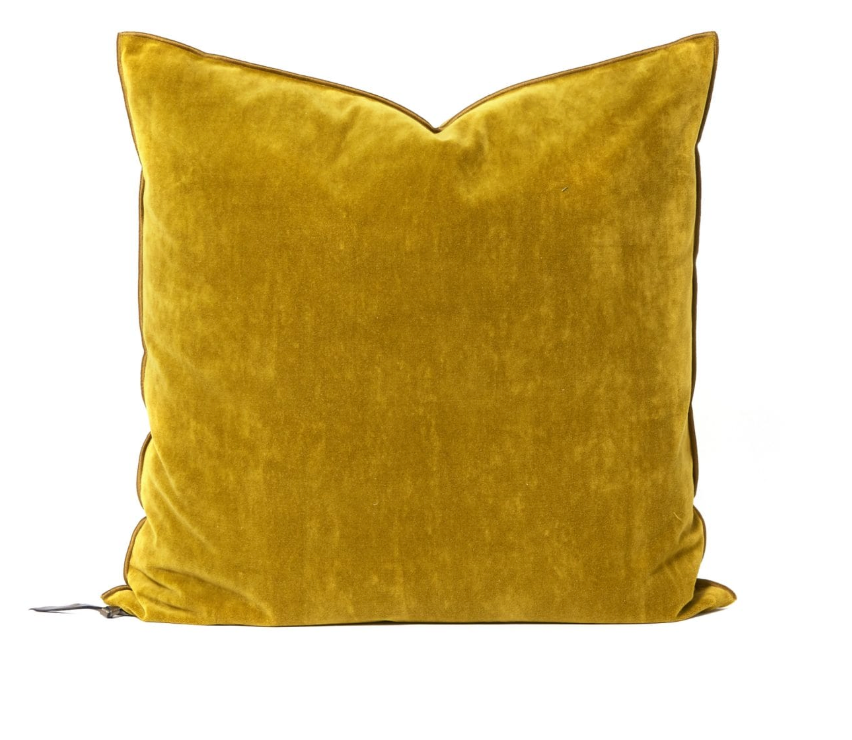 Velours Vintage Cushion, Ocre, 50 x 50 cm