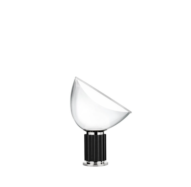 Taccia Small, black base and glass top ,  H48.5cm x D37cm