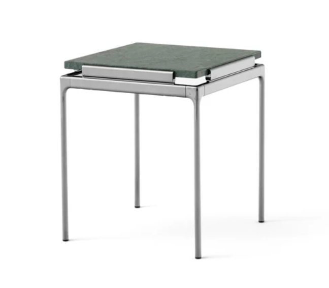 Sett LN11 Side Table, Verde Guatemala Marble w. Dark chrome