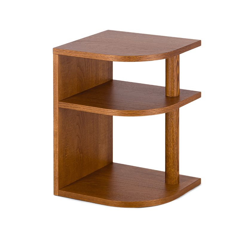 Opera Straight side table in ash with iroko finish, Right side D35x32xH47cm