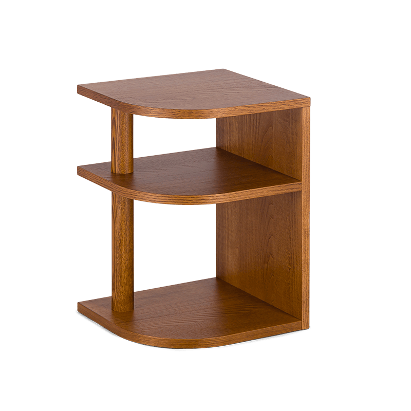 Opera Straight side table in ash with iroko finish, Left side D35x32xH47cm