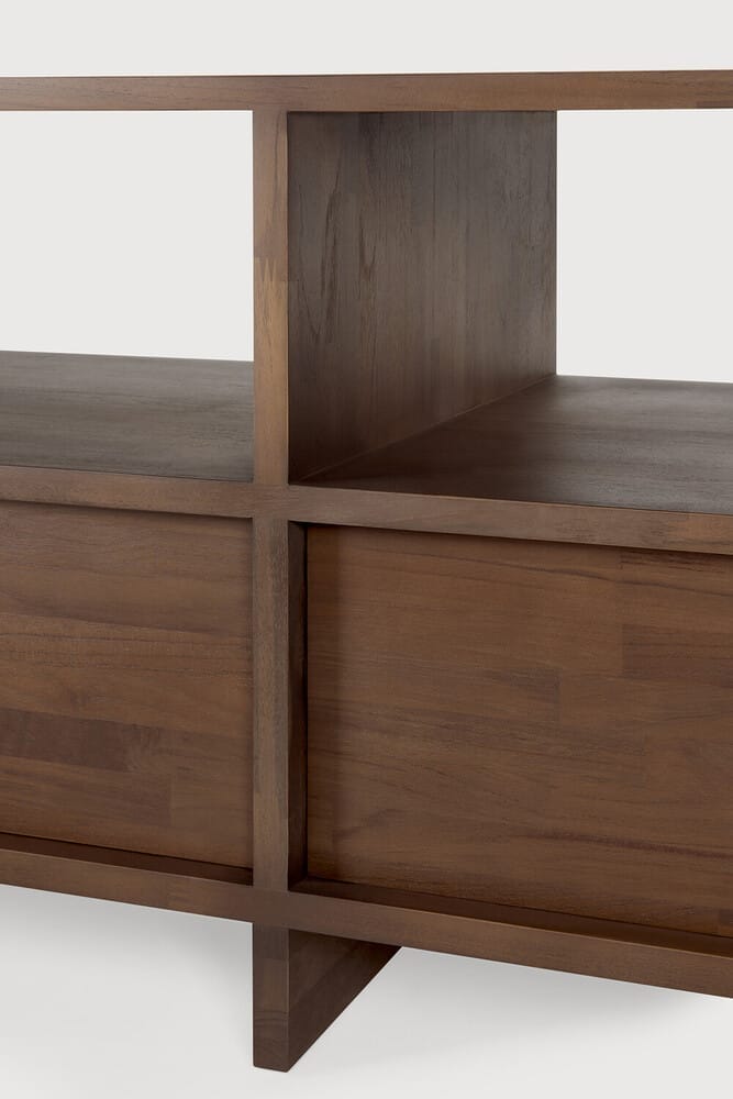 Kabuki TV cupboard - varnished teak - brown - 2 drawers, 200 x 45 x 48cm 10,810.00