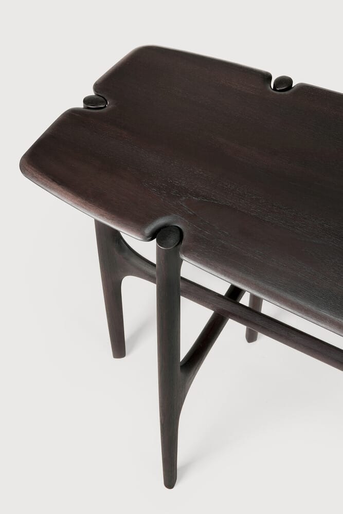 PI console - varnished teak - dark brown - 6 legs, 140 x 42 x 78cm
