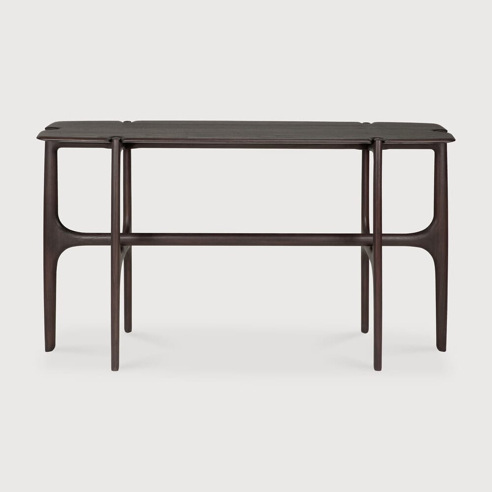 PI console - varnished teak - dark brown - 6 legs, 140 x 42 x 78cm