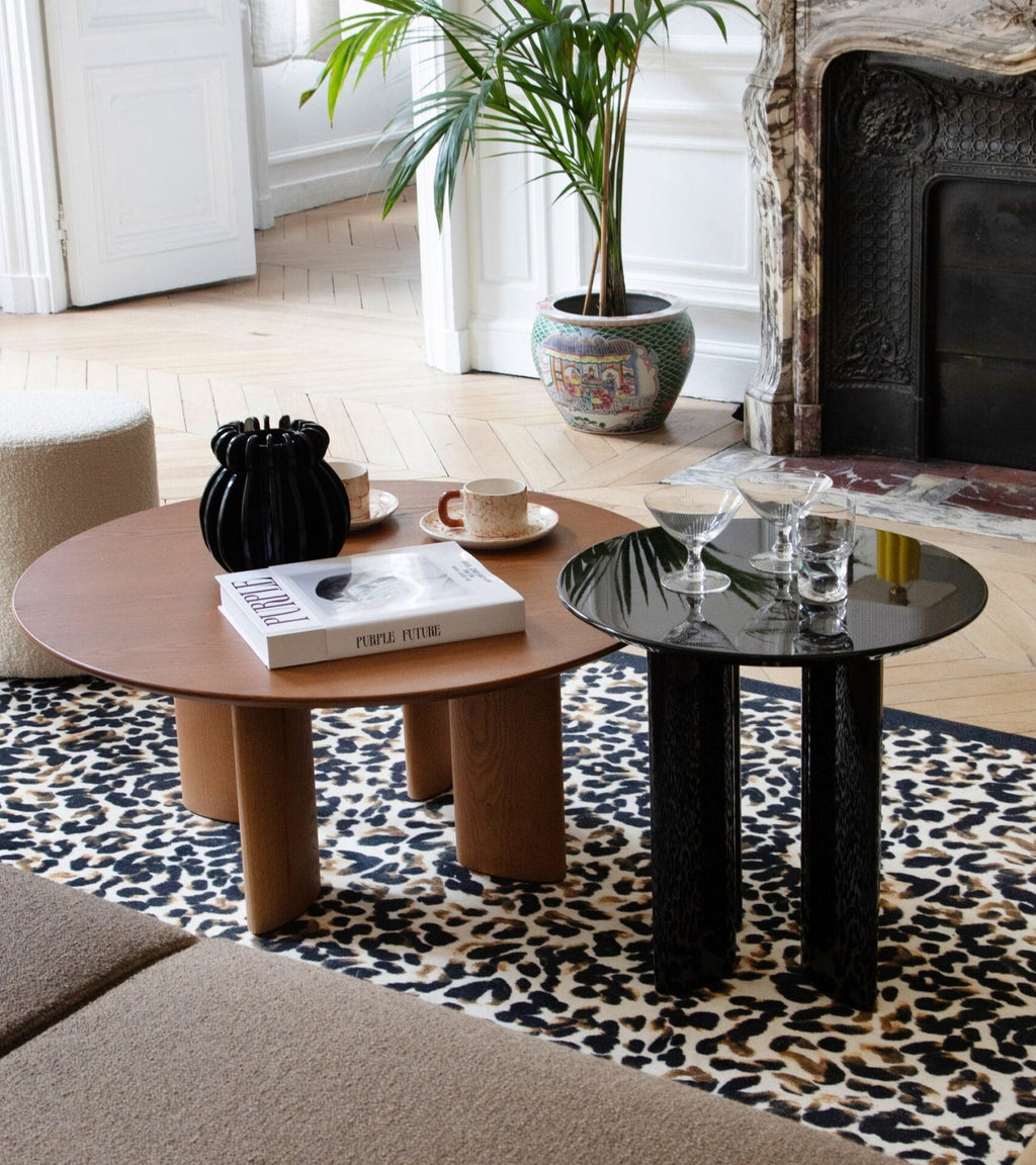 Carlotta black lacquered beech wood side table Ø50 x H50cm