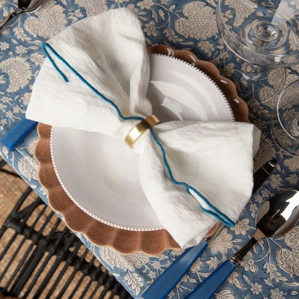 Toile Mimi Napkins, Blanc/Bourdon Canard, 45 x 45 cm
