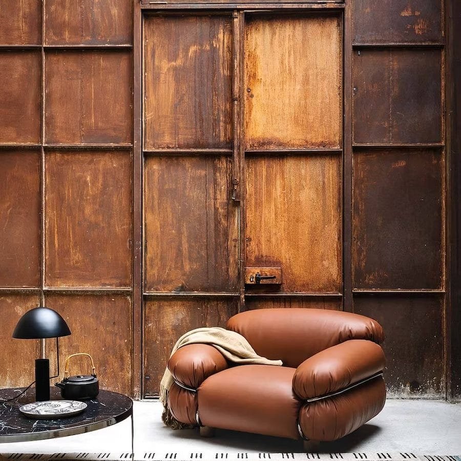 Sesann Armchair 110 cm, Chrome Frame T23, Cat V, Guarana Leather 2006