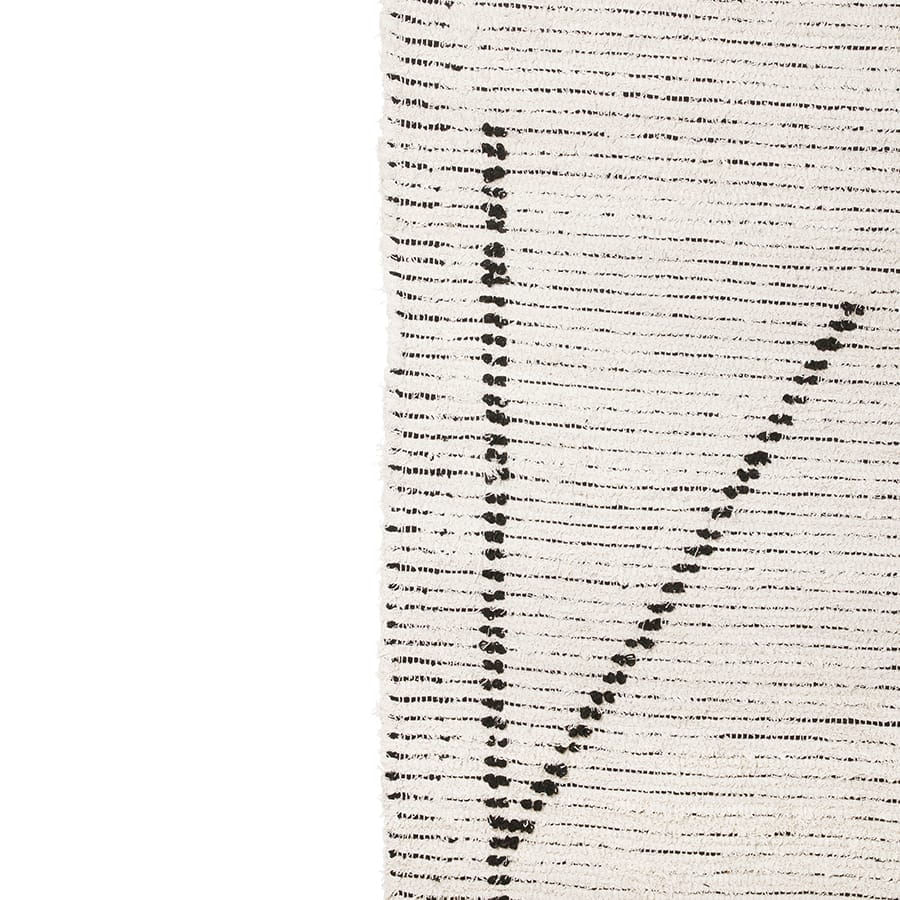 Hand woven cotton rug cream/charcoal, 200x300cm