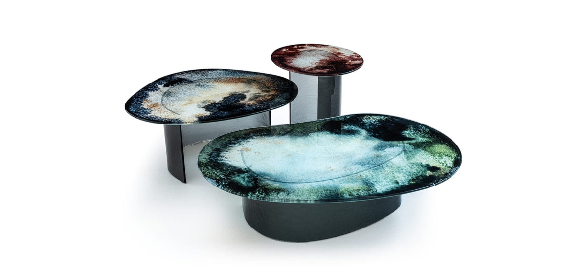 Lakelet Medium table, Top and base Fume 1B Fume, Ø85 x H35 cm