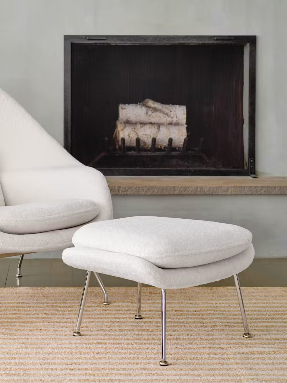 Womb Ottoman Relax, Fabric Curly Ivory 01/2