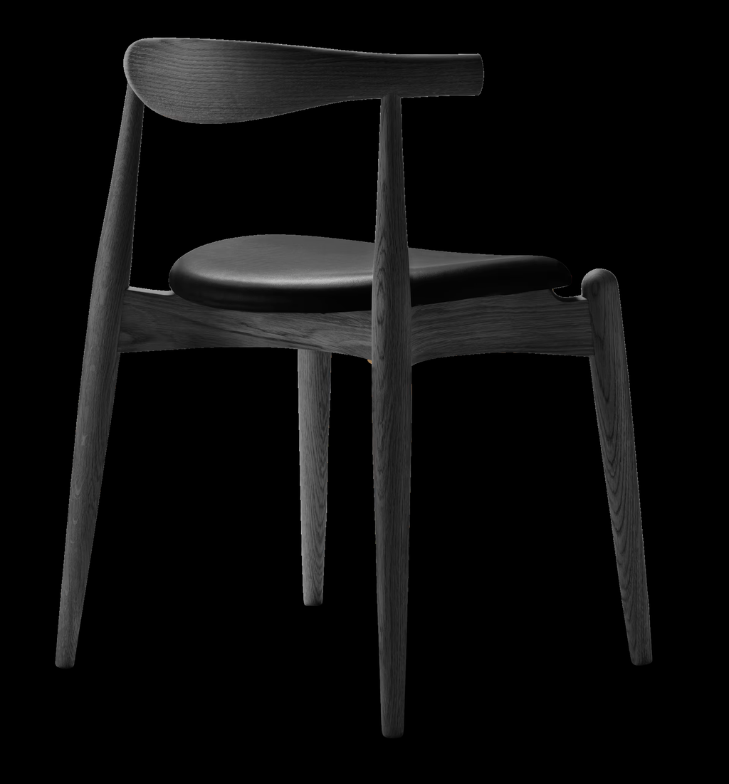 CH20, Elbow Chair, Oak Oil, FSC®Mix 70% Leather Thor 301, CAT B (Black)