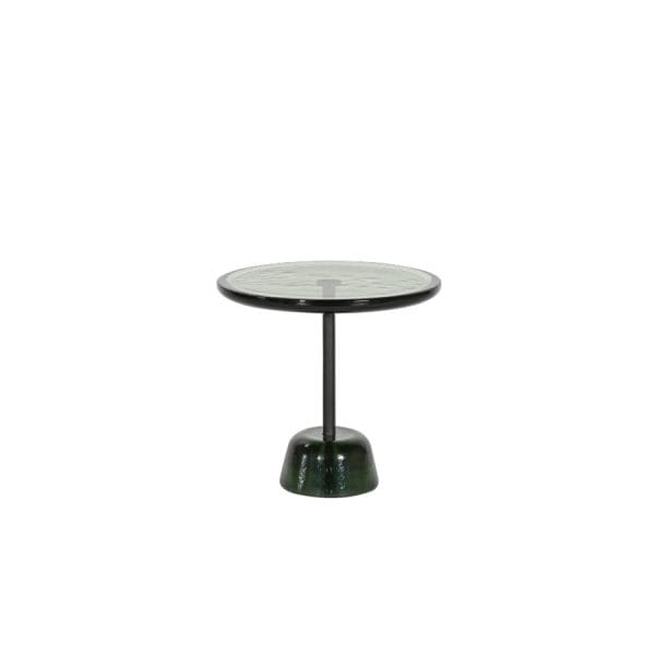 Pina Low Table, Green Glass, Black Rod Ø44 cm