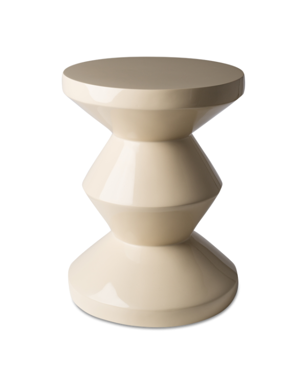 Zig Zag Stool, Beige, Ø35.5 x H46 cm