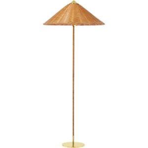 9602 Floor Lamp, Wicker Willow & Brass