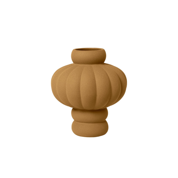 Balloon Vase #02, Ceramic, Sanded Ocher, Ø6.5 x 17.5 x H20 cm