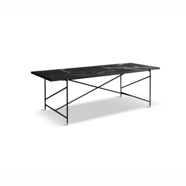 Dining Table 230, Top: Set of Black Marble, Frame: Black/Brass, Base: Black/Brass