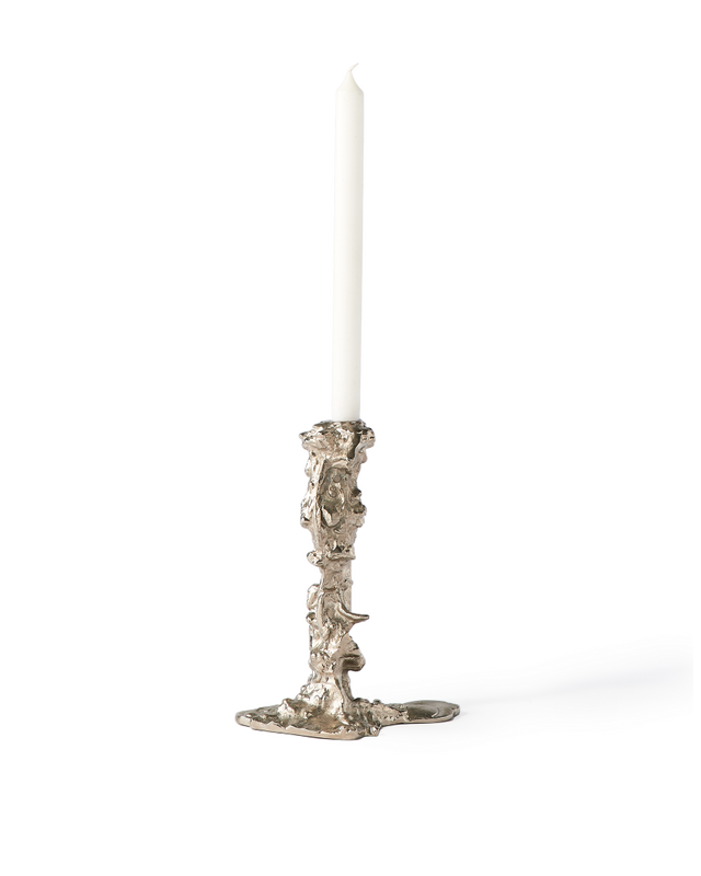 Drip Candle Holder L, Silver