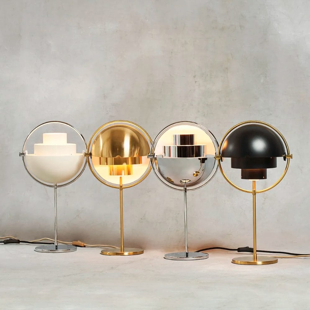 Multi-Lite Table Lamp, UK, Shade: Soft Black Semi Matt, Base: Brass