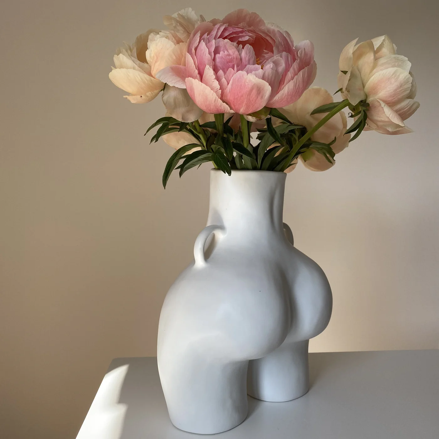 Love Handles Vase, Earthenware, Matte White