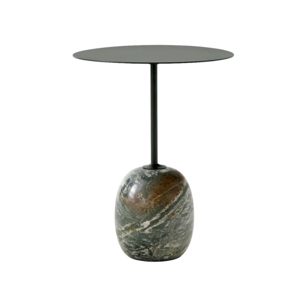 Lato Table LN8, Top Deep Green, Base Verde Alpi Marble, Round