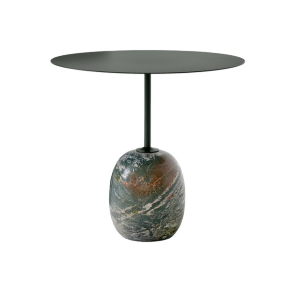 Lato Table LN9, Top Deep Green, Base Verde Alpi Marble, Oval