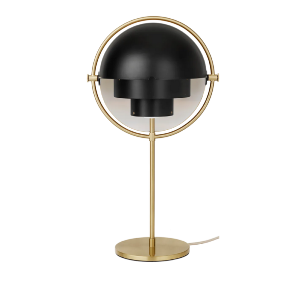 Multi-Lite Table Lamp, Shade Soft Black Semi Matt, Base Brass