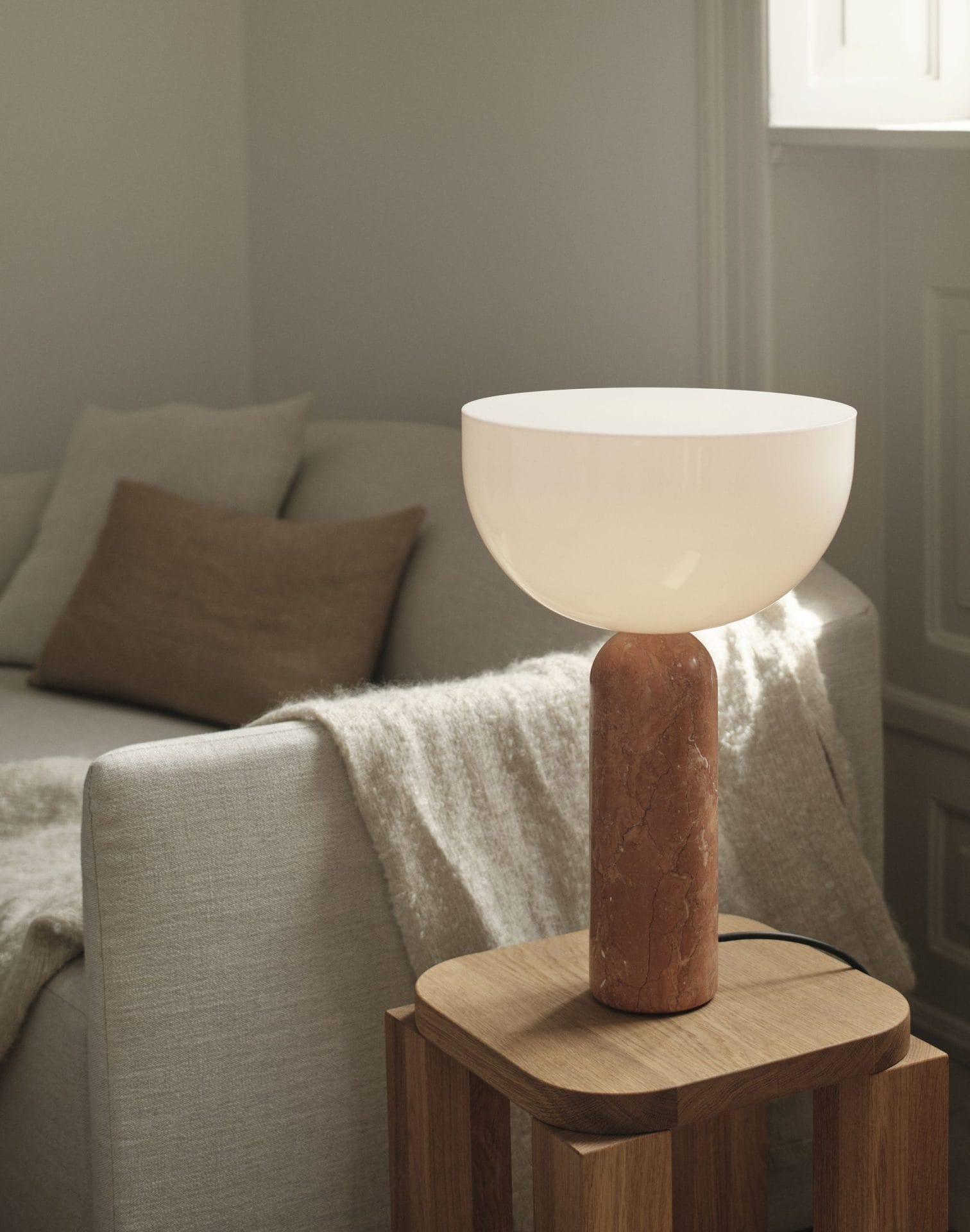 Kizu Table Lamp, Large, Breccia Pernice Marble