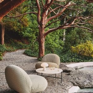 Pacha Outdoor Lounge Chair, Fully Upholstered, Swivel, Group. D, Chevron Outdoor FR, Dedar (002, Standard), Base Moss Gray - Image 2