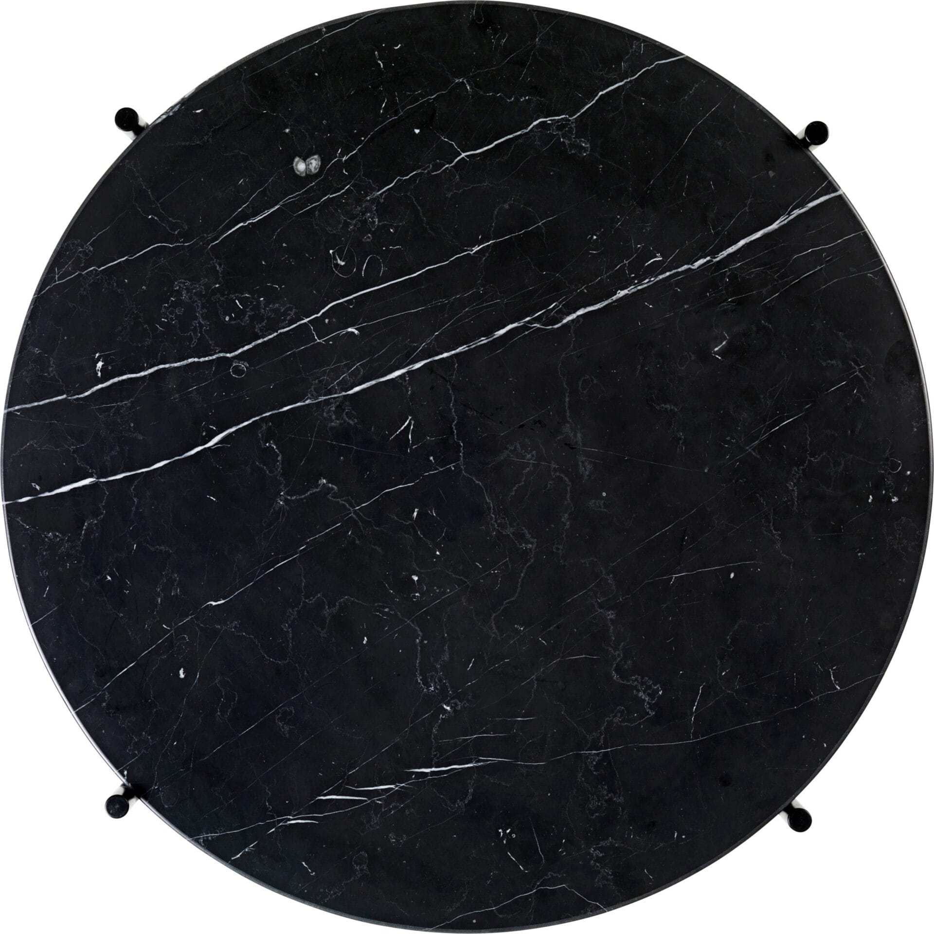 TS Coffee Table, Top: Black Marquina Marble, Base: Black, Round Ø55
