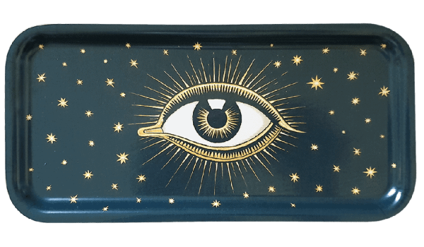 Eyes Decorative Wooden Tray, Blue, 27.5 x 13.5 cm