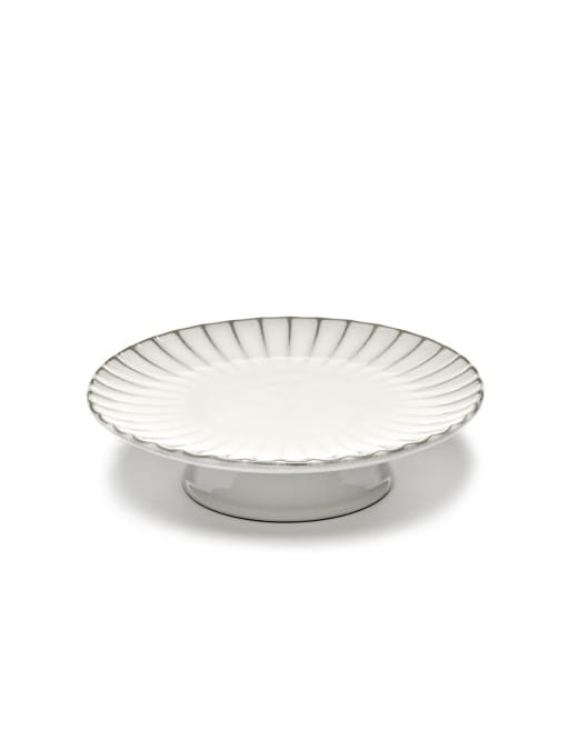 Cake Stand L, White, Stoneware