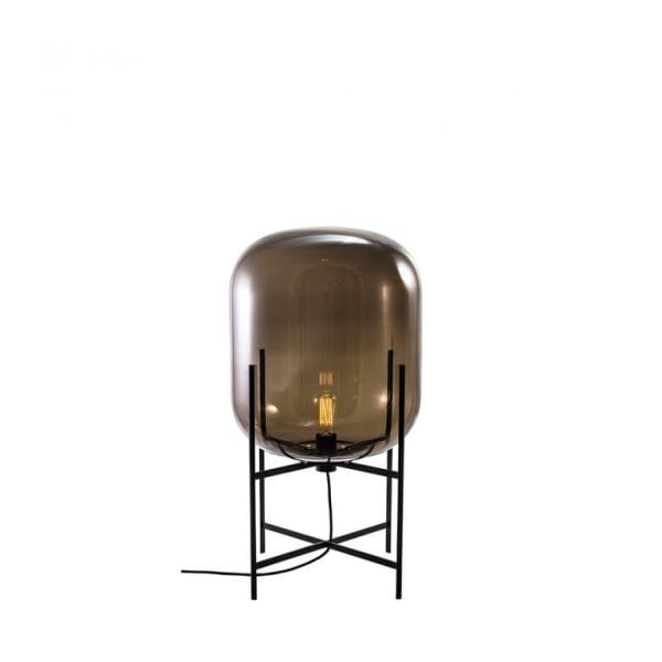 Oda Medium Light, Smokey Glass, Black Finish