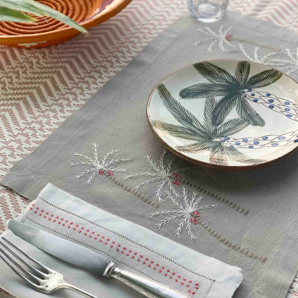Palm Tree Placemat, Taupe