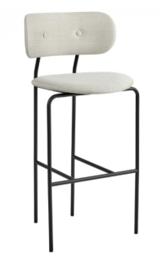 Coco Bar Chair - Fully Upholstered, 75, Cat C. Sunday velvet col.30, Base Black Semi Matt, 52x51x108 cm, seat h77