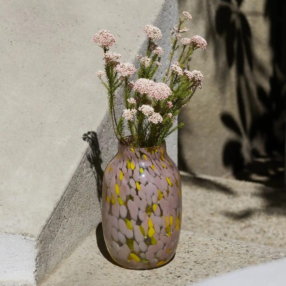 Splash Vase Round-Large-Light Pink And Yellow