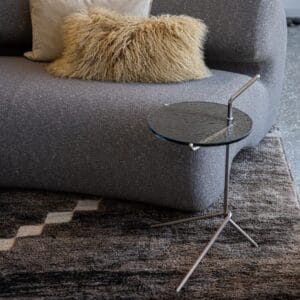 Halten SH9 Side Table, Verde Guatemala Marble w. Polished Stainless Steel,  Ø39cm - Image 2