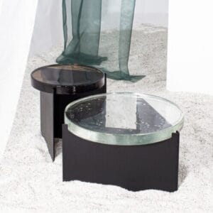 Alwa One Side Coffee Table, Glass Transparent Base Black - Image 2