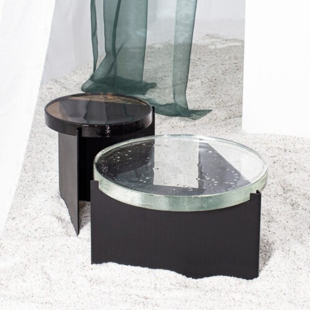 Alwa One Side Coffee Table, Glass Transparent Base Black