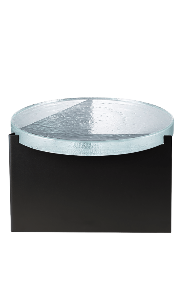 Alwa One Side Coffee Table, Glass Transparent Base Black - Image 2