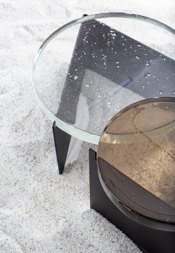 Alwa One Side Coffee Table, Glass Transparent Base Black