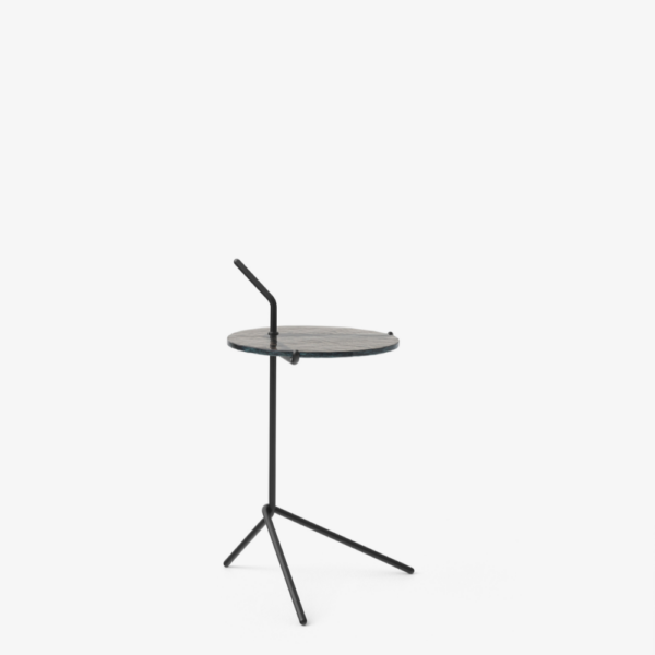 Halten SH9 Side Table, Smoked Glass w. Warm Black, Ø39cm