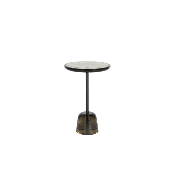 Pina High Side Table, Glass Color Top - Light Grey