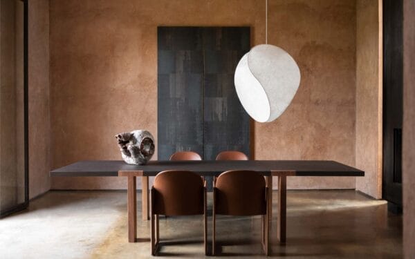 T-Table, Grey Top Walnut Legs
