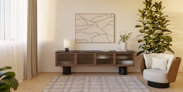 Rio 400, Top Matt Marquina Marble Top & Legs, Black Stained Walnut